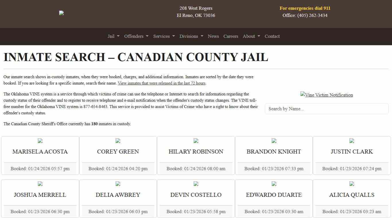 Inmate Search Canadian County Sheriff's Office